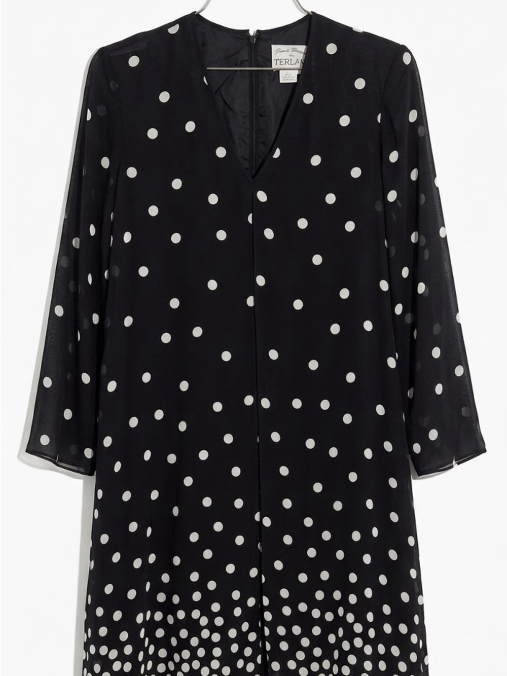 Rickie Freeman for Teri Jon 100% Silk Polka Dot Chiffon Overlay Dress - Size 8